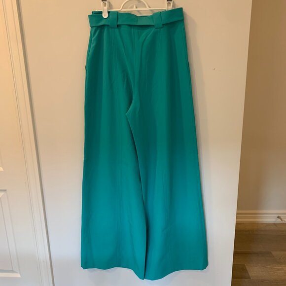 Teal wide leg dressy pants with belt and pockets! French Connection size 4 - Picture 2 of 8